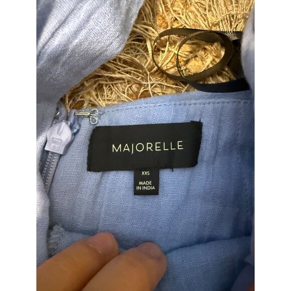 Revolve Majorelle Fiji Blue Cutout Shorts Romper with Pom Pom Trim NWT - Picture 6 of 7